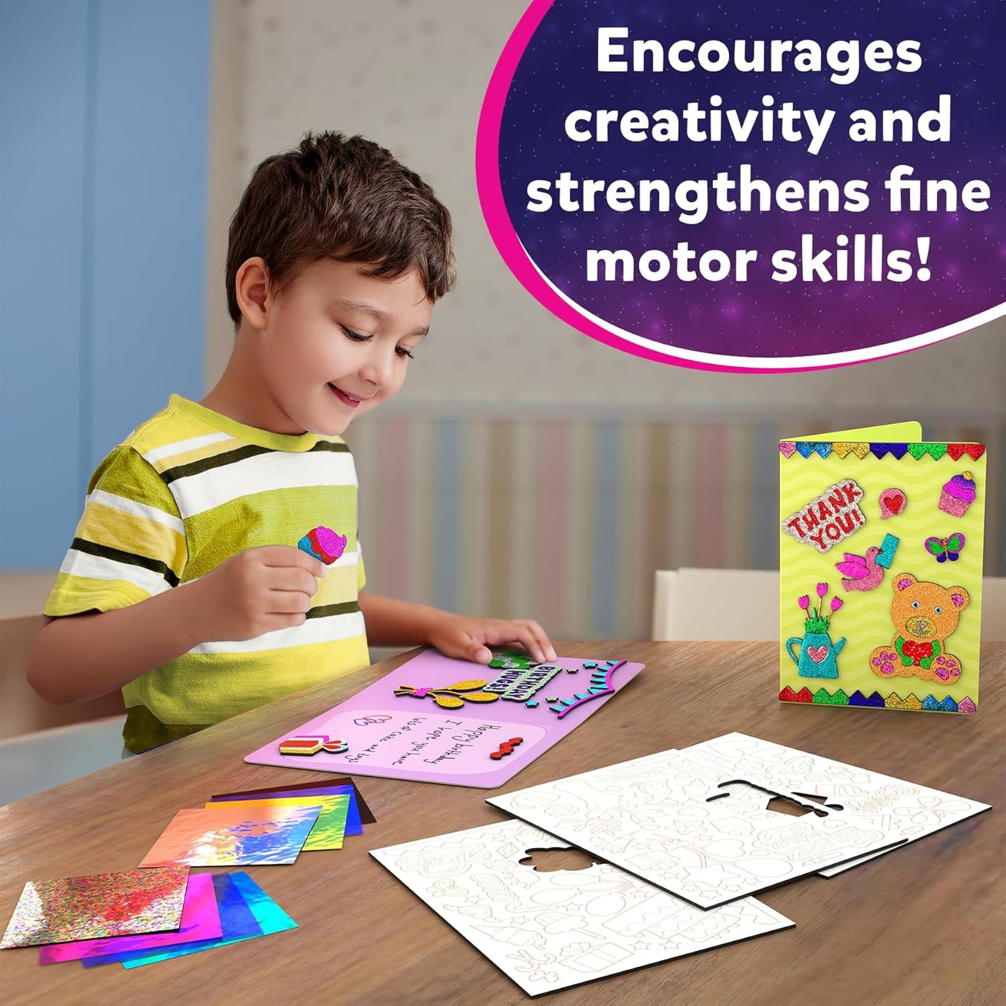 Skillmatics Foil Fun - Card Making Set, No Mess Art for Kids, Craft Kits & Supplies, DIY Creative Activity, Gifts for Girls & Boys Ages 4, 5, 6, 7, 8, 9