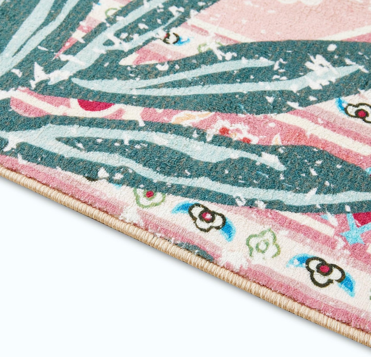 Oriental Tropical Hallway Runner Rug 2x6 Washable, Thin Stain Resistant Pink Boho Runner Rug for Entryway Kitchen Bedroom Laundry, Vintage Abstract Hippie Indian Botanical Long Floor Carpet