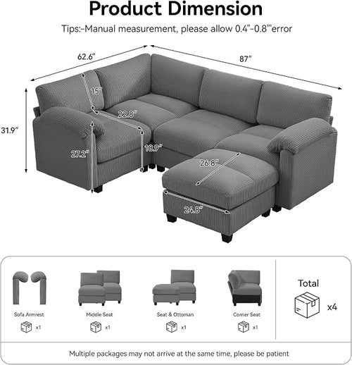 87'' U-Shaped Sectional Sofa - Image 2