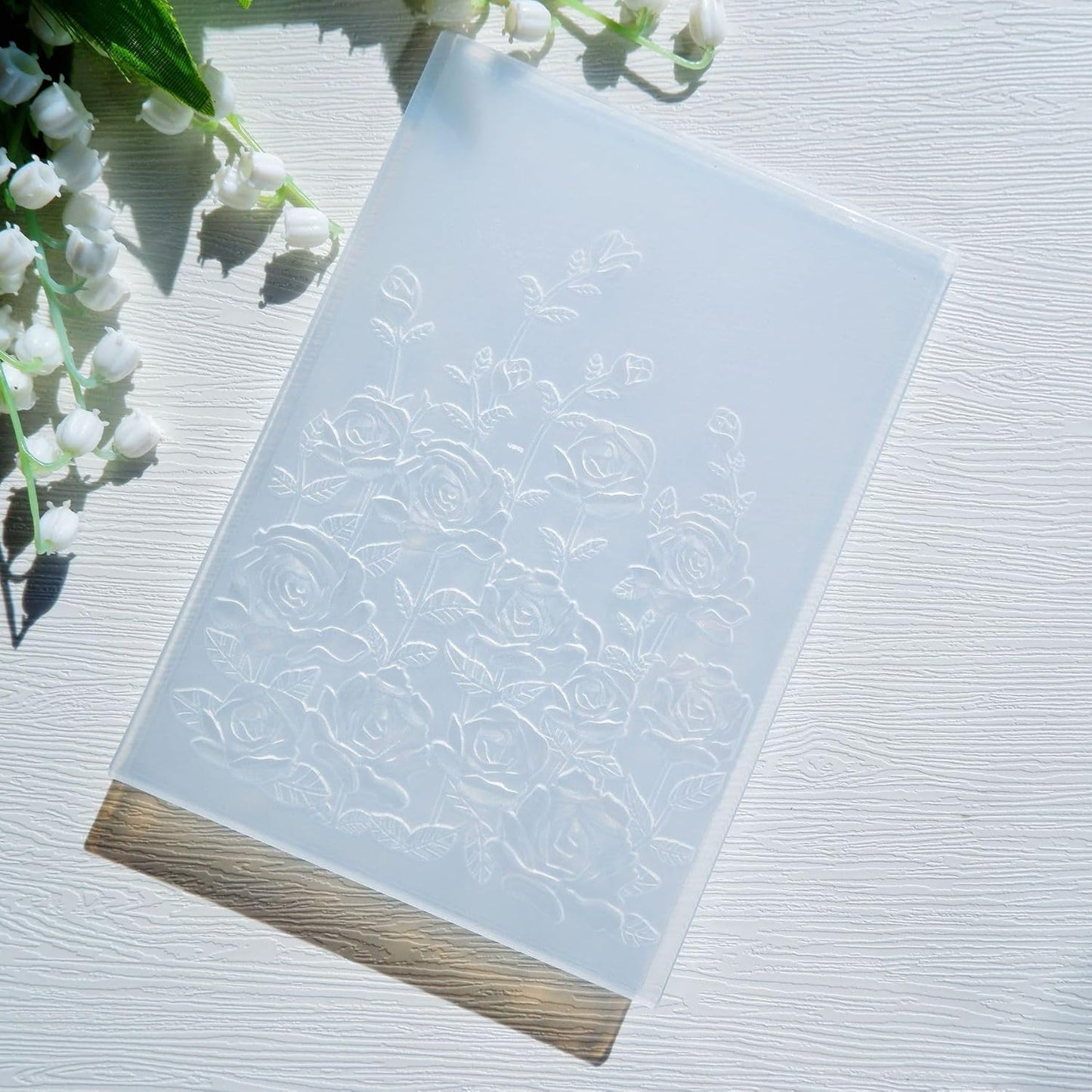 NZJ 3D Texured Spring Flower Rose Bloom Plastic Embossing Folders for Card Making Scrapbooking and Other Paper Crafts