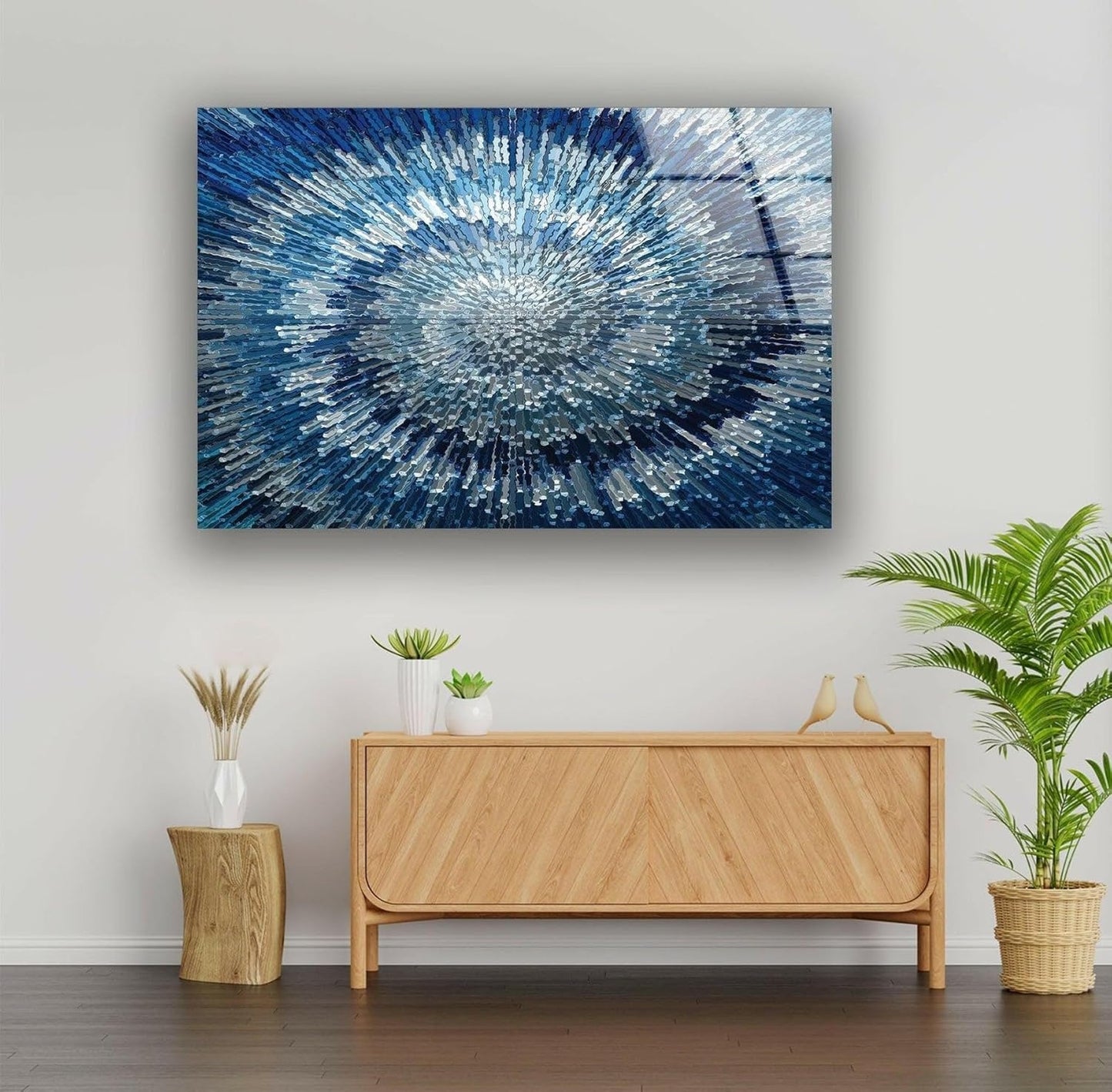 My Photostation.com 30Wx24H'' Abstract Blue Textured Glass Wall ArtTempered Glass Printing Wall Decor Large Wall Art Wall Hangings