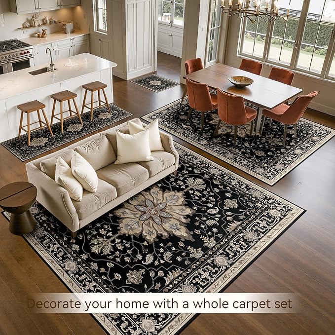 RELEANY Area Rugs 5'x8' Washable Non-Slip, Floral Vintage Distress Print - Image 8