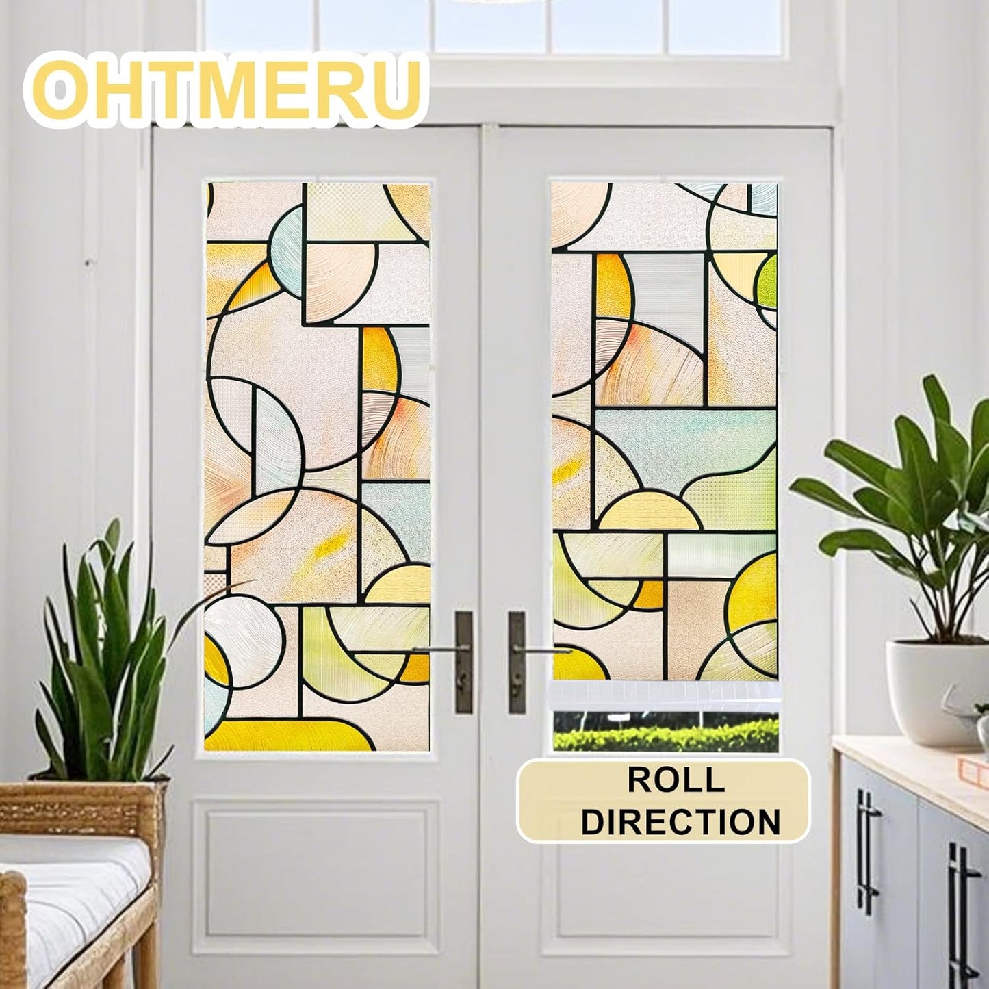 3D Stained Glass Window Privacy Film, Heat Control UV Blocking Static Cling Decorative Window Film for Bathroom,Front Door,Home Non Adhesive,16.9 x 39.3 inches Wilderness