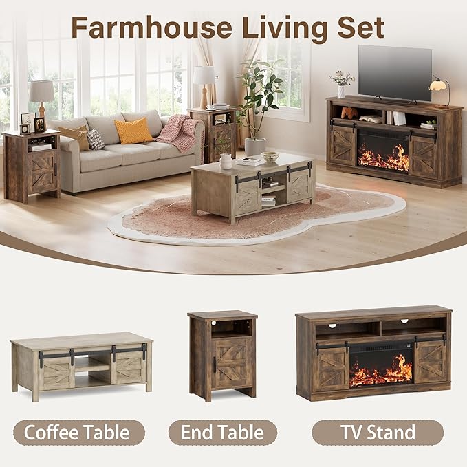 JUMMICO Farmhouse Nightstand, Modern Bedside Table - Image 5