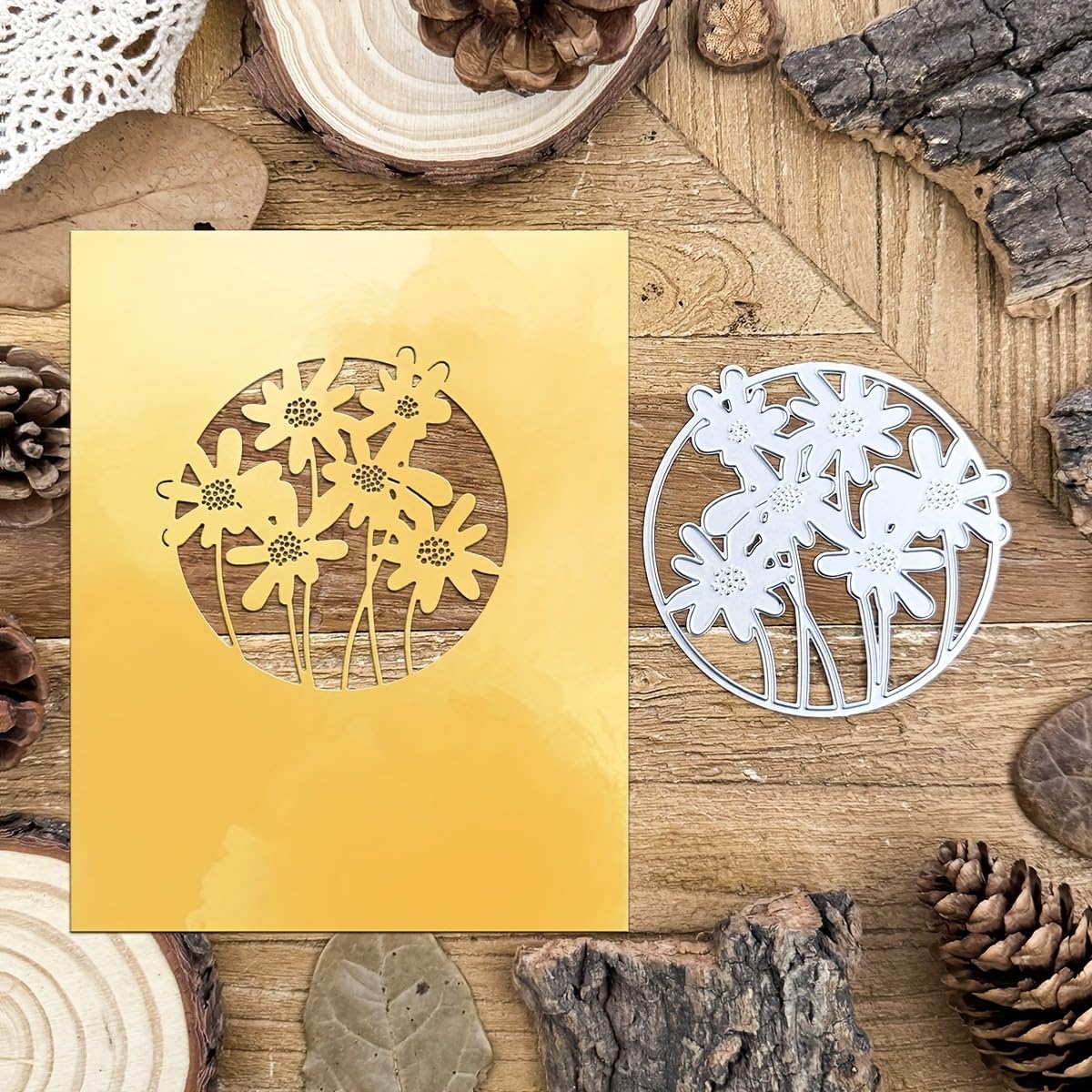 Lapoo Flowers Metal Cutting Die for Scrapbooking - Durable, Cut Stencils for DIY Scrapbook Photo Album Decorative Paper Card, Card Making Supplies, Embossing (Tracery 3 x 2.9 in)