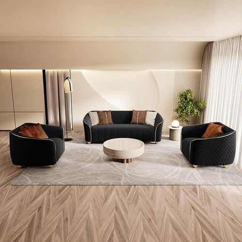 3-Piece Luxury Velvet Sofa Set for Living Room, Elegant Design Couch Set by yunqishiHOME