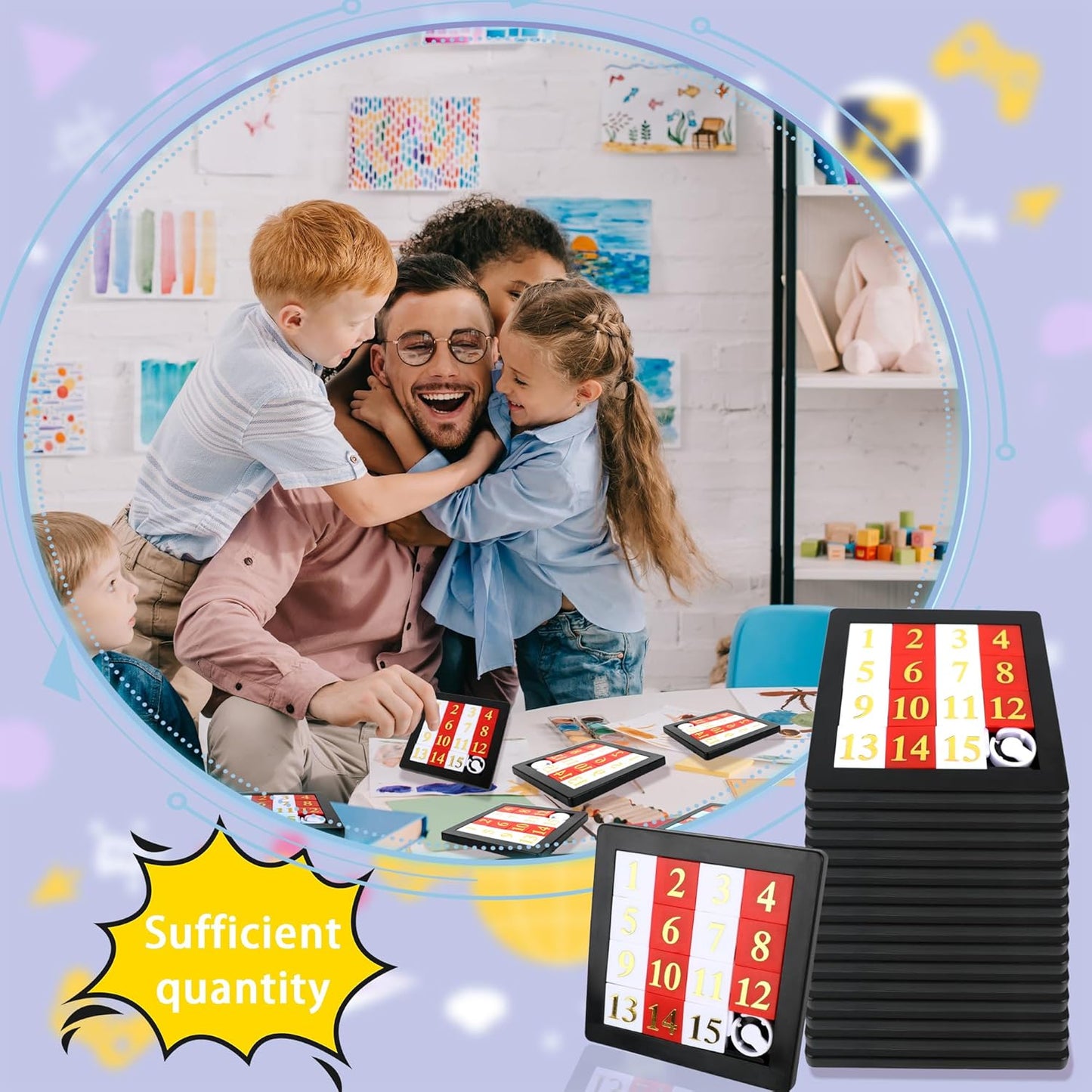 32 Pcs 15 Number Puzzles 2.8 Inch Number Sliding Puzzles Pocket Size Slide Puzzles Brain Teaser Puzzles for Kids Teens Adults School Rewards Party Favors Gift Bag Fillers