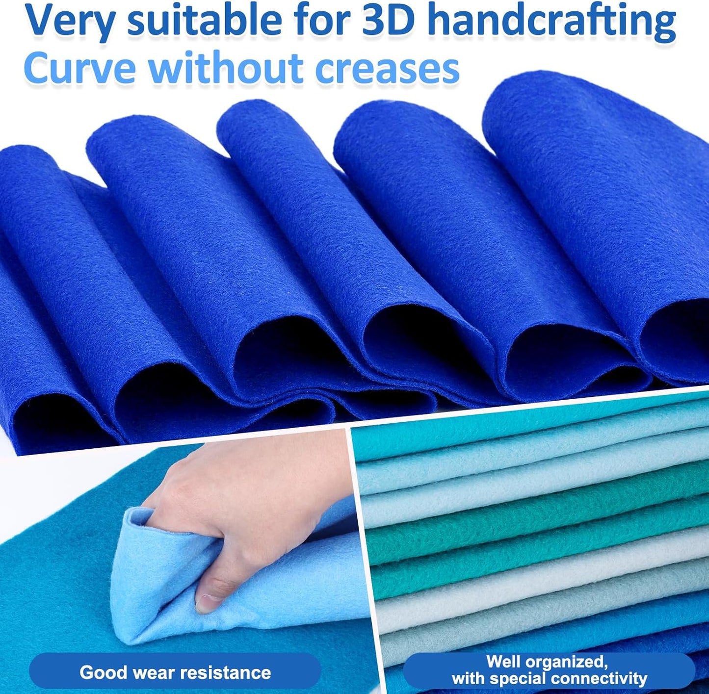 XSEINO 13 Rolls 8"x35" 1.4mm Thick Soft Felt Fabric Sheet 13 Assorted Blue Series Colors Felt Pack Pastel Felt Sheets for DIY Craft Sewing Squares Nonwoven Patchwork
