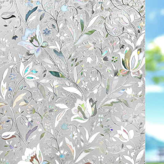 Kromapolis Window Film, Window Privacy Film, Window Vinyl Glass Covering, Stained Glass Decorative Film, Window Film Privacy Frosted Static Clings, Non-Adhesive, No-Glue (35.4 x 157.4 inch)