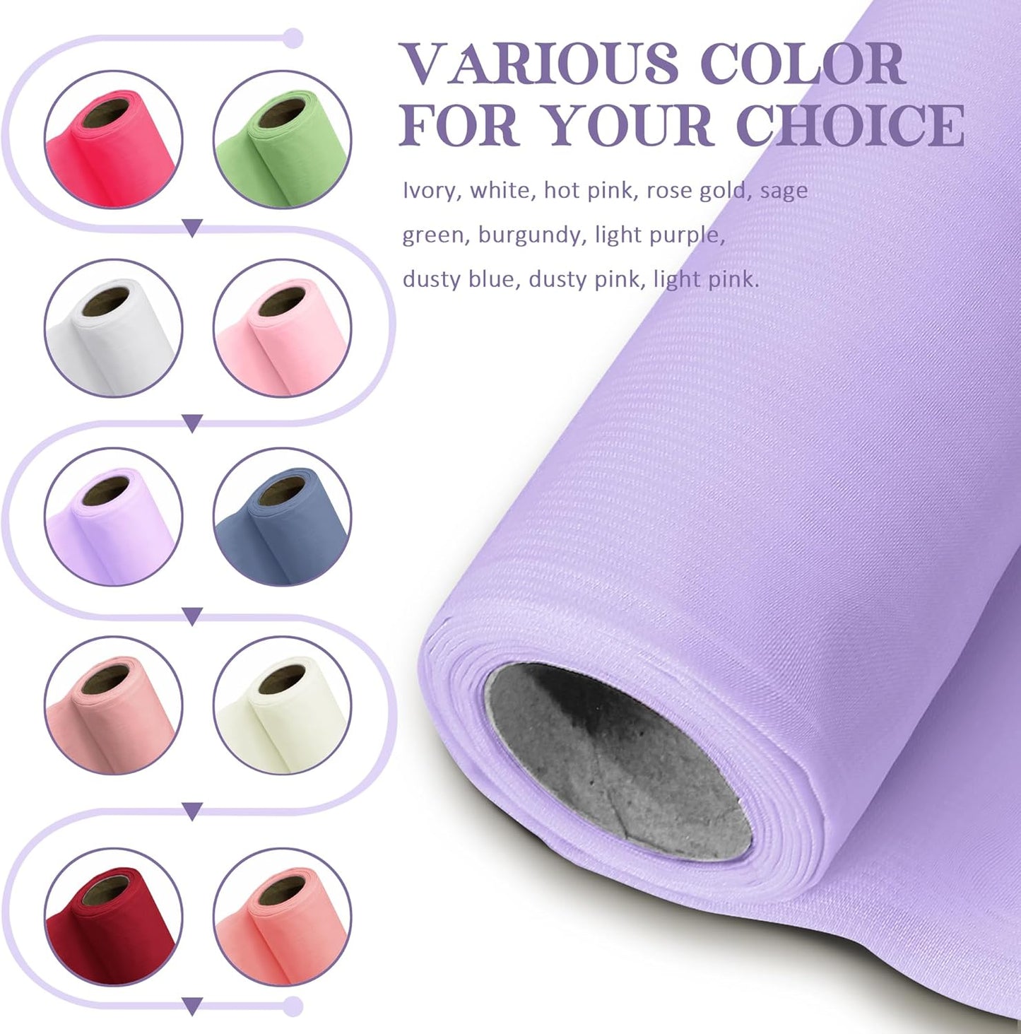 Horbaunal Lavender Chiffon Fabric by The Yard, 10 Yard Continuous Sheer Fabric 59" Wide Soft Draping Fabric for Wedding Arch Draping Party Backdrop DIY Sewing