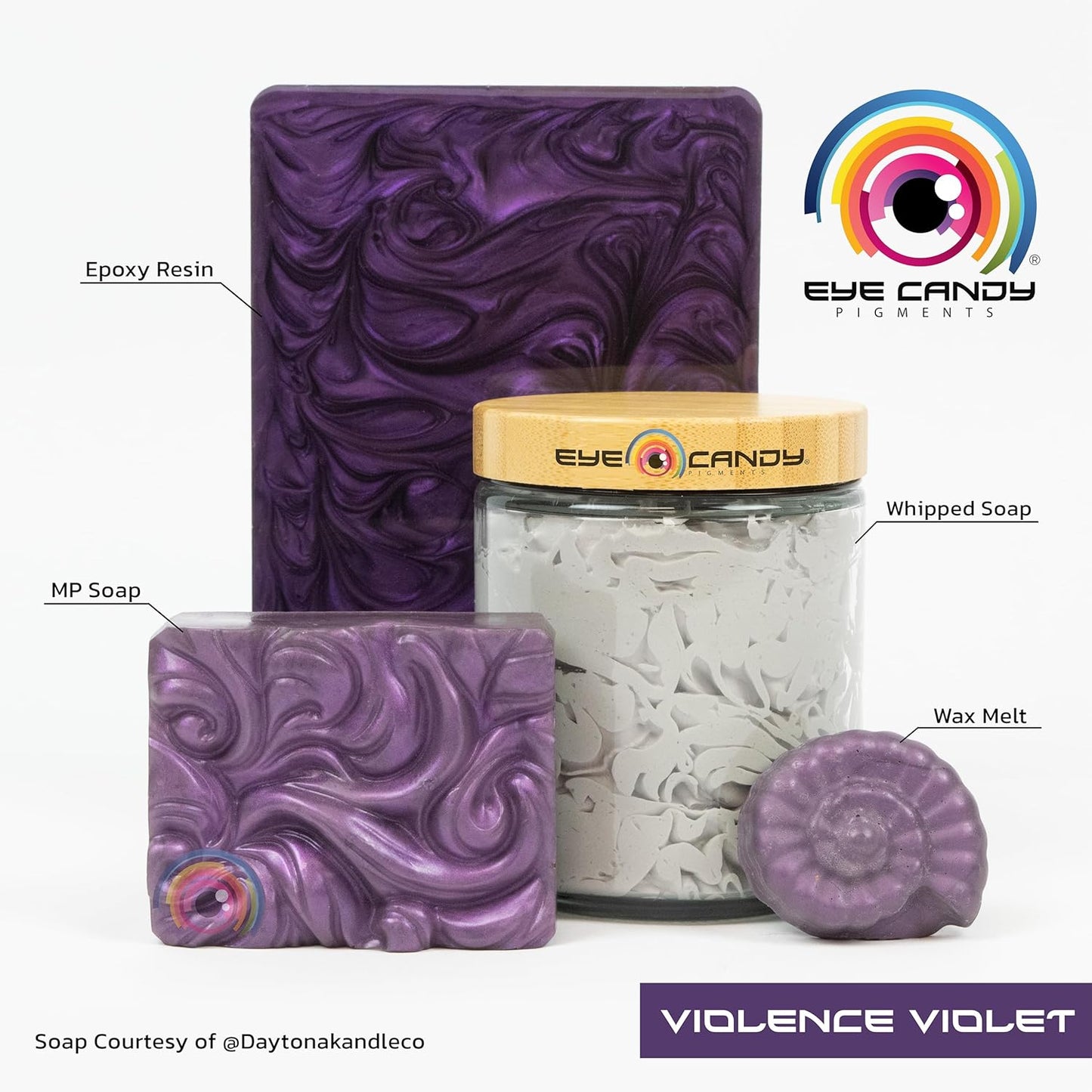 Eye Candy Pigments Premium Purple Mica Powder - Violence Violet (25gr) - for Epoxy, Resin, Soap, Paint, Woodworking, Acrylic Pouring, Bath Bombs, Fishing Lures - DIY Arts and Crafts Additive