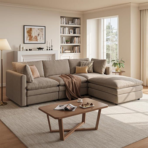 97" Cloud Couches for Living Room, 29.1" Deep Seat Modular Sectional Sofa by TROMIRY