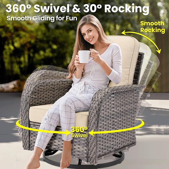 ovios 8 Pieces Patio Furniture Set, Outdoor Wicker Sofa Couch - Image 2
