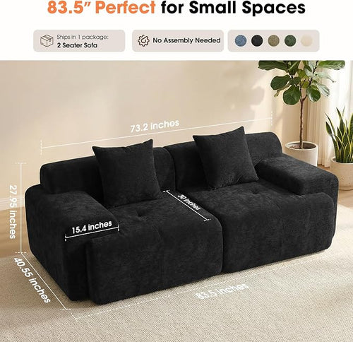 83.5" Boneless Loveseat Couch, Cloud Comfy Couches - Image 2