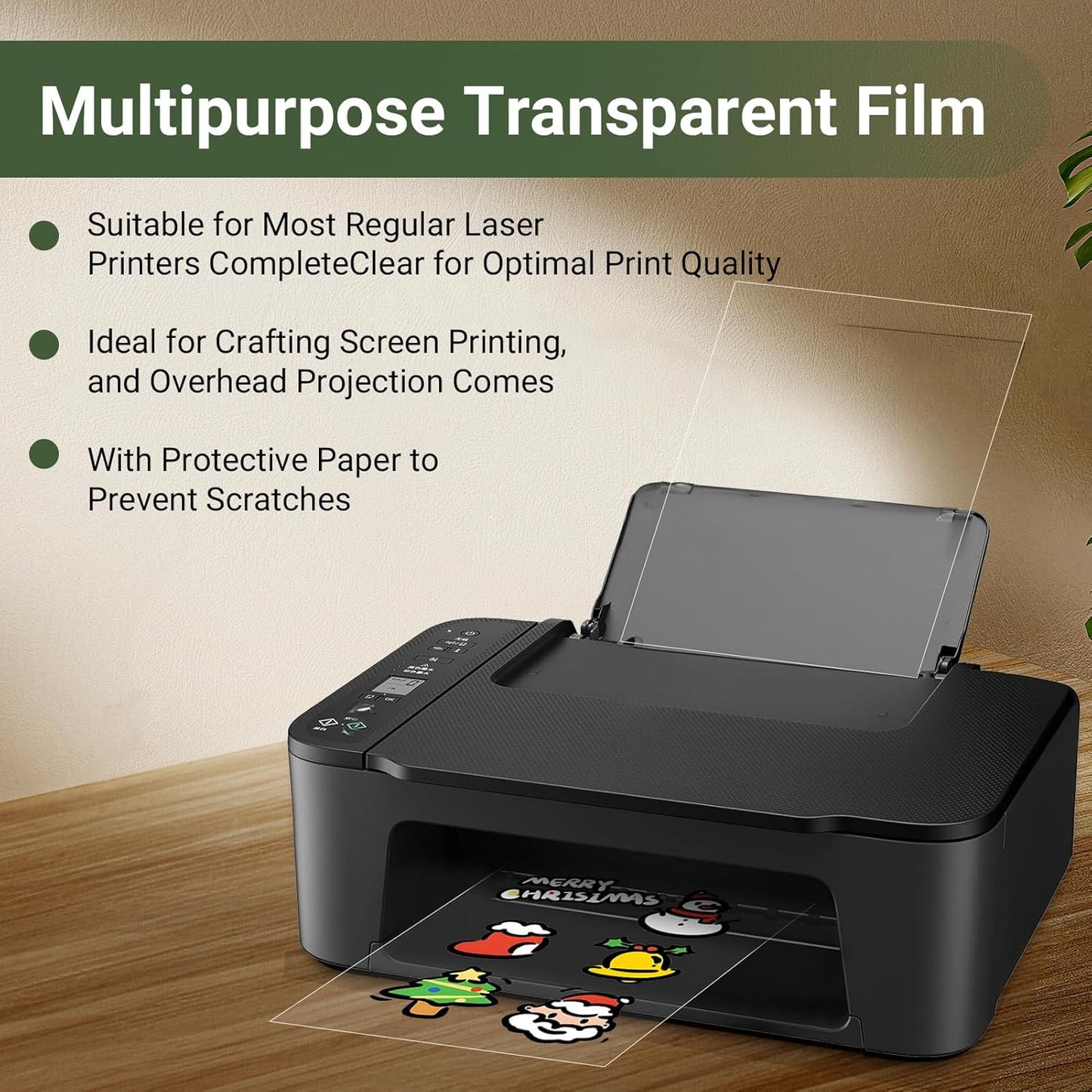 Laser Transparency Film 100 Sheets 8.5 x 11 Inche Overhead Projector Film Clear Transparency Paper for Laser Printer