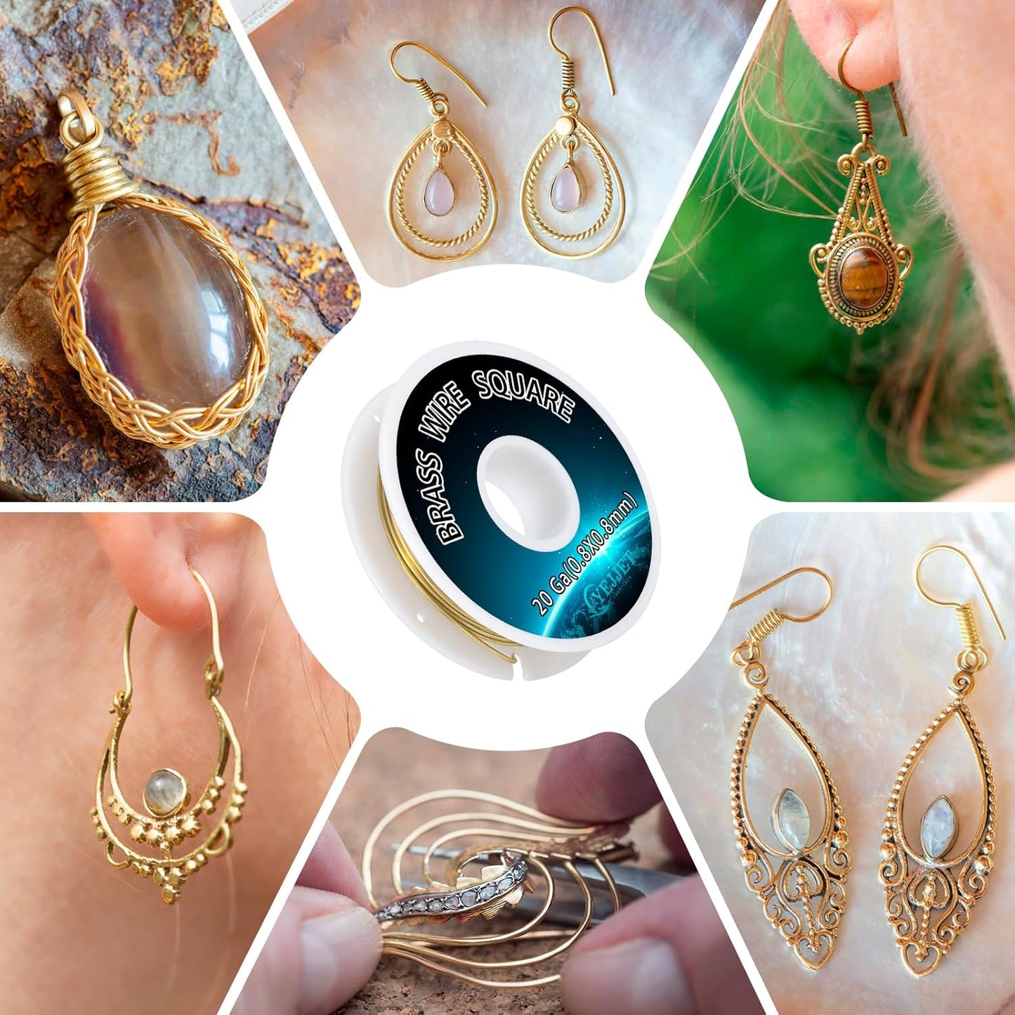 20 Gauge Square Brass Wire 0.8x0.8mm (30FT) - Uncoated Metal Craft Wire for Beading, Model Making, Artisan Projects