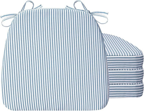 AAAAAcessories D-Shaped Chair Cushions, Machine-Washable Cover, Pinstripe Blue by AAAAAcessories