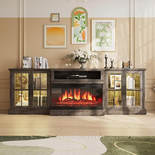 98" Farmhouse TV Stand with 36" Fireplace - Image 2