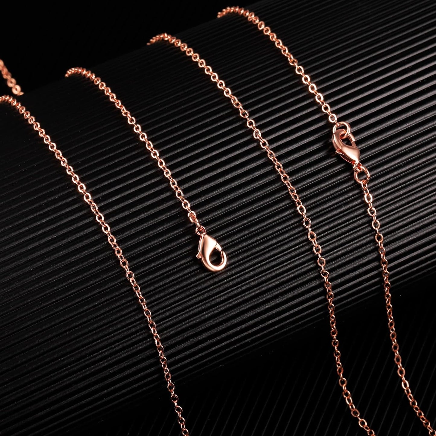 ALEXCRAFT 12PCS Rose Gold Plated Solid Brass Chians Hypoallergenic Flat Cable Chain Link Bulk for Jewelry Making (18"(2MM))