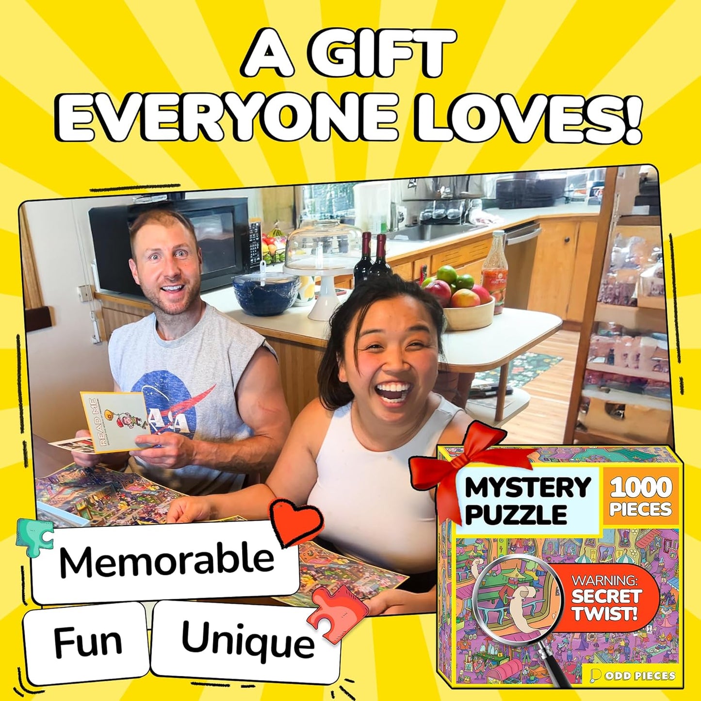 Odd Pieces Jigsaw Puzzles 1000 Pieces - Magic Mystery Story Secret Ending Puzzle - Perfect Game Night for Adults & Kids - Fantasy Sci-Fi City Theme (Shutterbug)