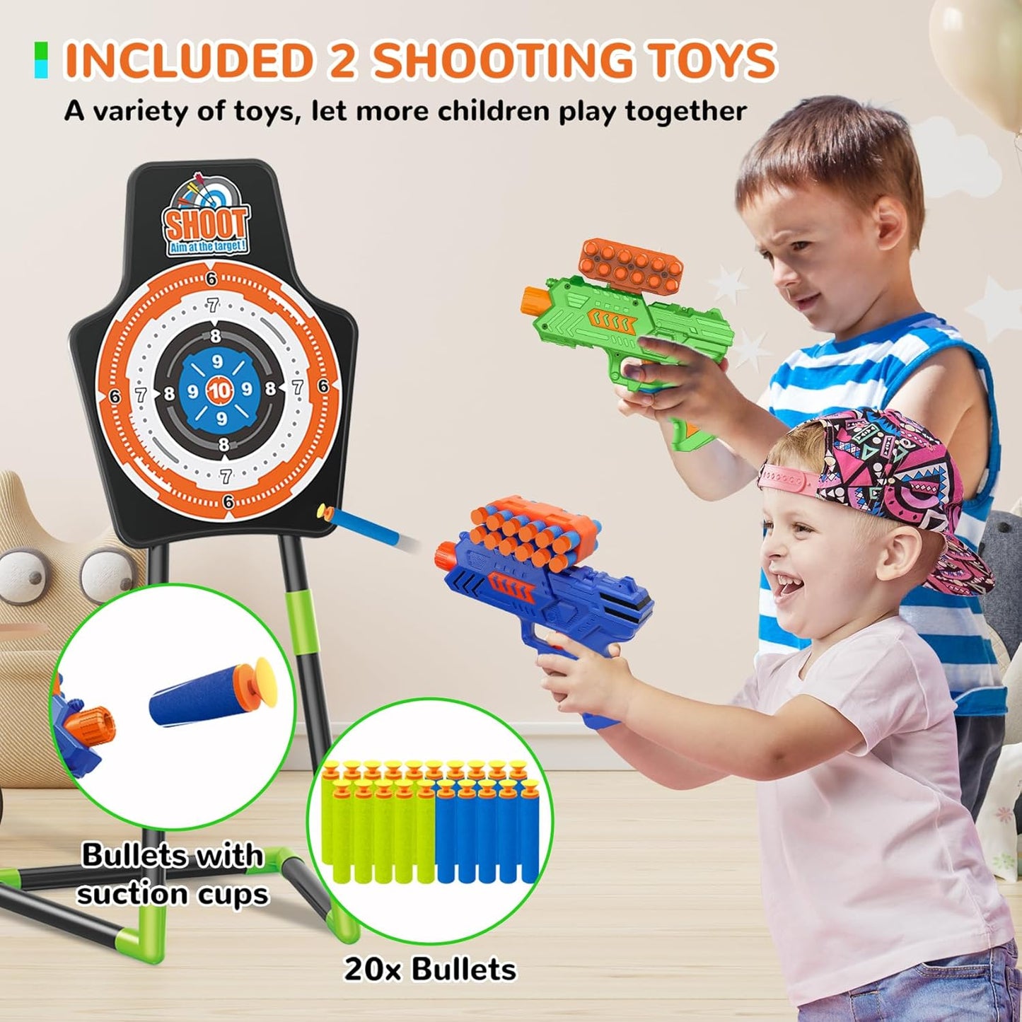 GMAOPHY 2 Pack Bow and Arrow Toy for 5 6 7 8 9 10 11 12 Year Old Boys, Birthday for Kids, Indoor Outdoor Sport Games Toys for Ages 4-8 8-12, LED Light Up Archery Set with 20 Suction Cup Arrows