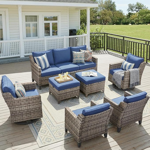 7 Piece Outdoor Patio Furniture Set-All Weather Outdoor Conversation Sets by AMCLOBA