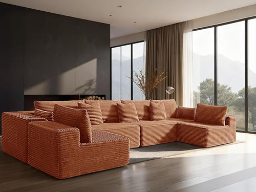 138" Cloud Sectional Couch, Comfort U Shaped Sofa by VYUXWO