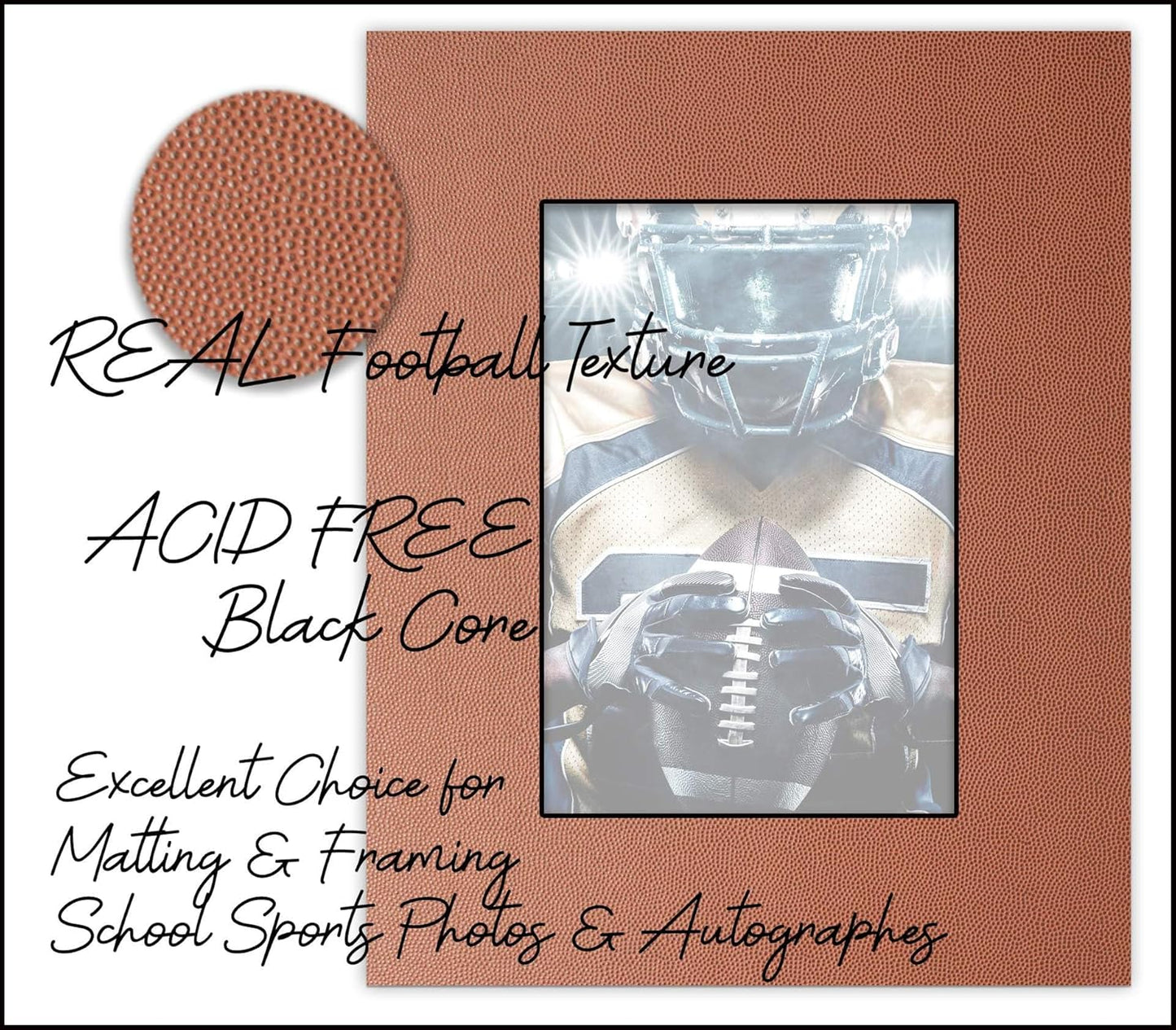 Pack of TEN 11x14 Mats Bevel Cut for 8.5x11 Photos - Acid Free Football Texture Precut Matboards For Pictures, Photos, Framing - 4-ply Thickness
