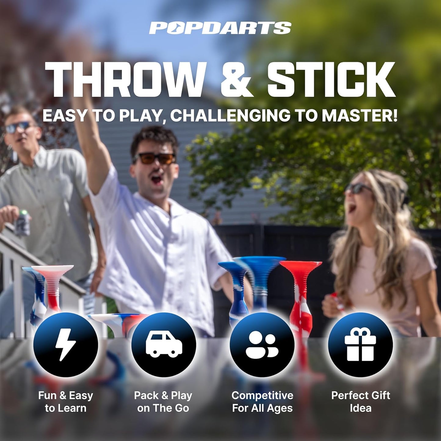 Popdarts PRO Pack Game Set (Red & Black) - Indoor, Outdoor Suction Cup Throwing Game - Competition with a POP