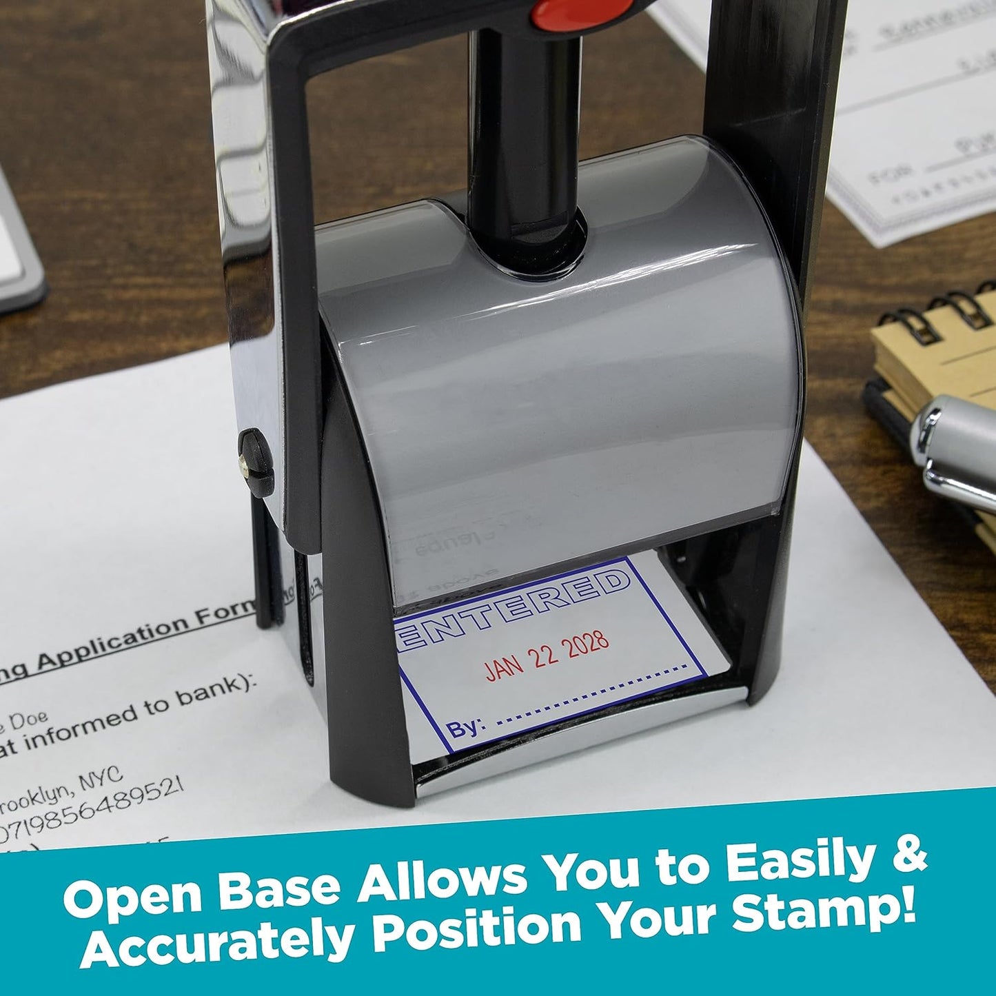 MaxMark Heavy Duty Self Inking Date Stamp with Phrase Received - Red Ink