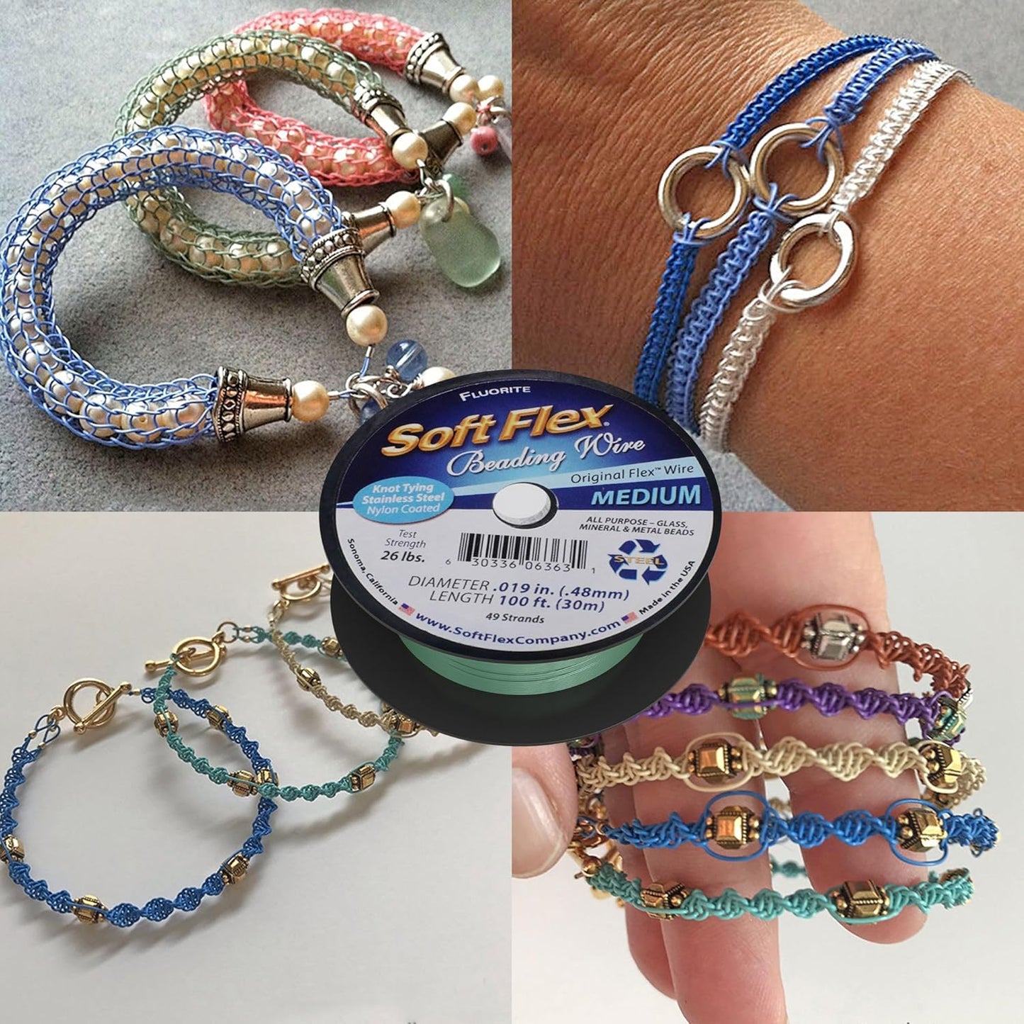 Soft Flex 49 Strand Beading Wire - Medium 0.19 Diameter - 100 Feet Nylon Design Wire