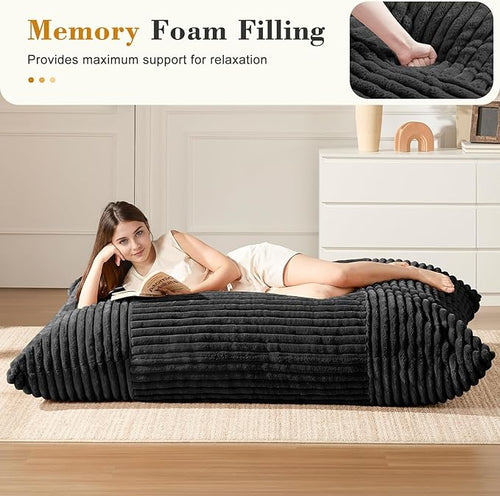 3-in-1 Giant Bean Bag Chair for Adults & Kid, Convertible Floor Sofa to Mattress - Image 2