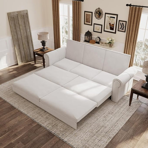 3 in 1 Convertible Sleeper Sofa Bed, 93.7" King Size Sofa Sleeper by LITVZ
