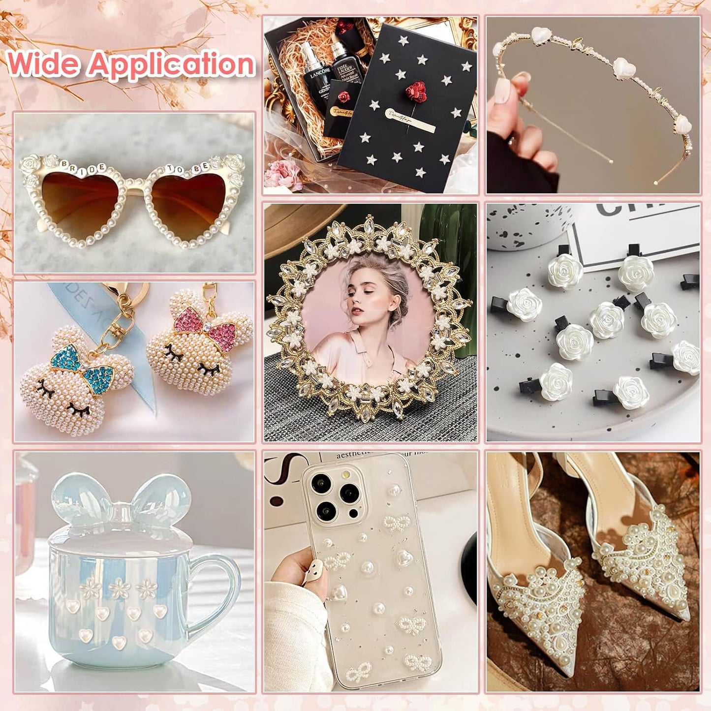 shynek 4326Pcs Self Adhesive Pearl Stickers for Crafts, Stick on Pearls Gems for Hair, Face, Makeup, Crafts, Assorted Styles and Sizes