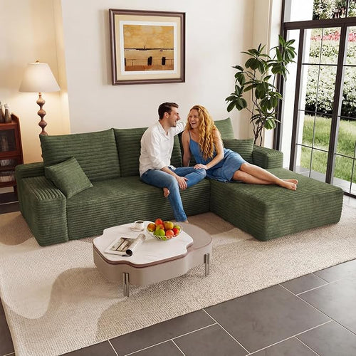 95" Cloud Sectional Couch with L-Shape Chaise, Modular Comfy Sofa Chaise Longue by ODUWA