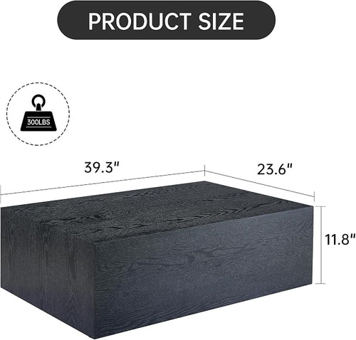 39.3'' Wood Coffee Table with Black Wood Grain, Rectangular Low Tables - Image 2