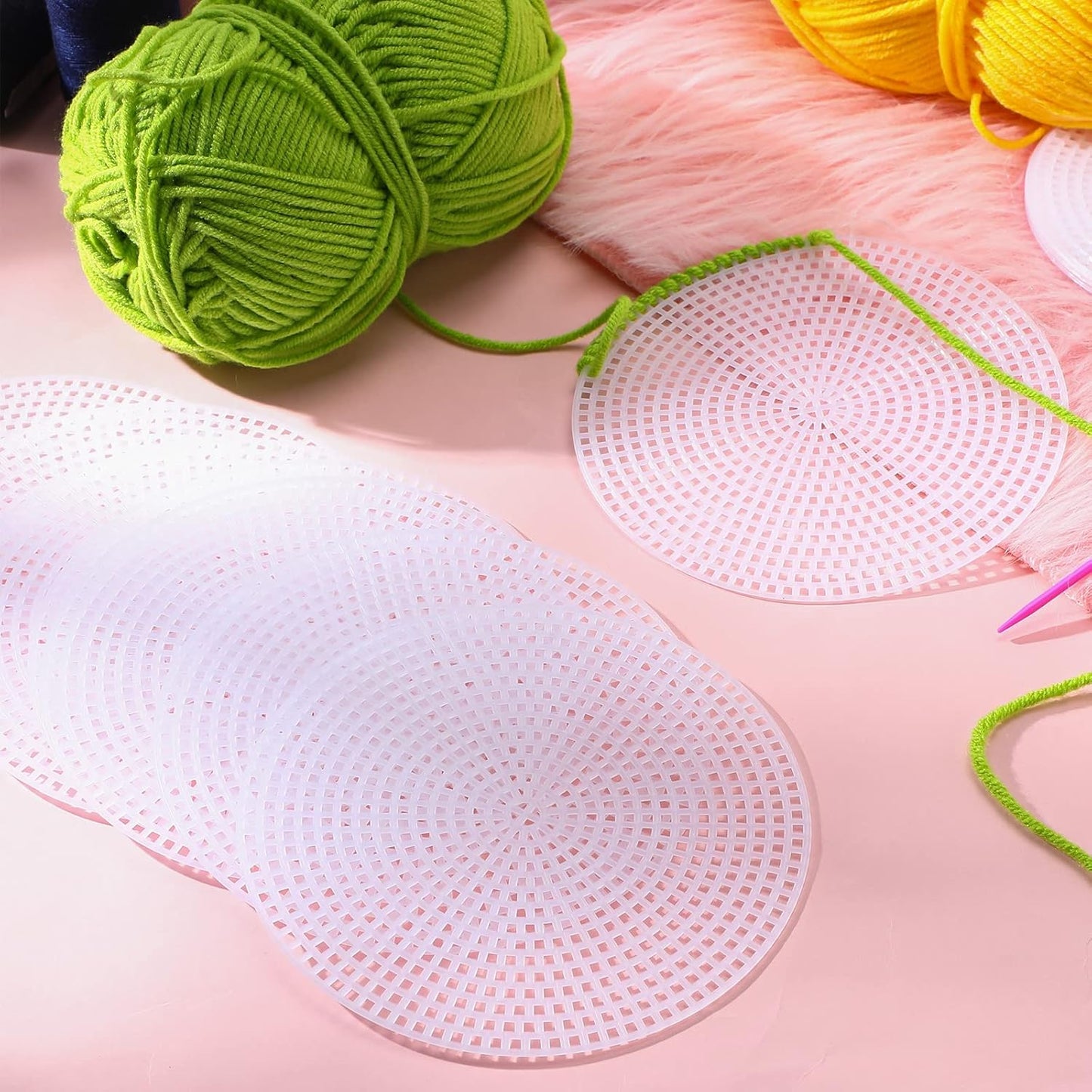 7 Count Circle Plastic Canvas Circles Mesh Sheets White Needlepoint Blank Canvas Plastic Mesh Mat for Needlework Crochet Supplies Embroidery Yarn Crafting Knit(3 Inch)