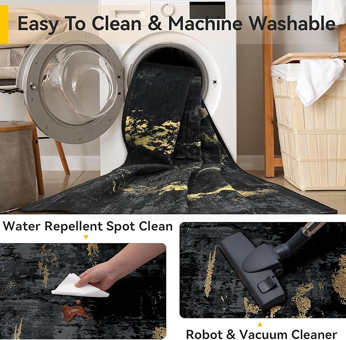 RELEANY Washable Area Rugs 2'x4' Non-Slip Modern Abstract Soft - Image 5