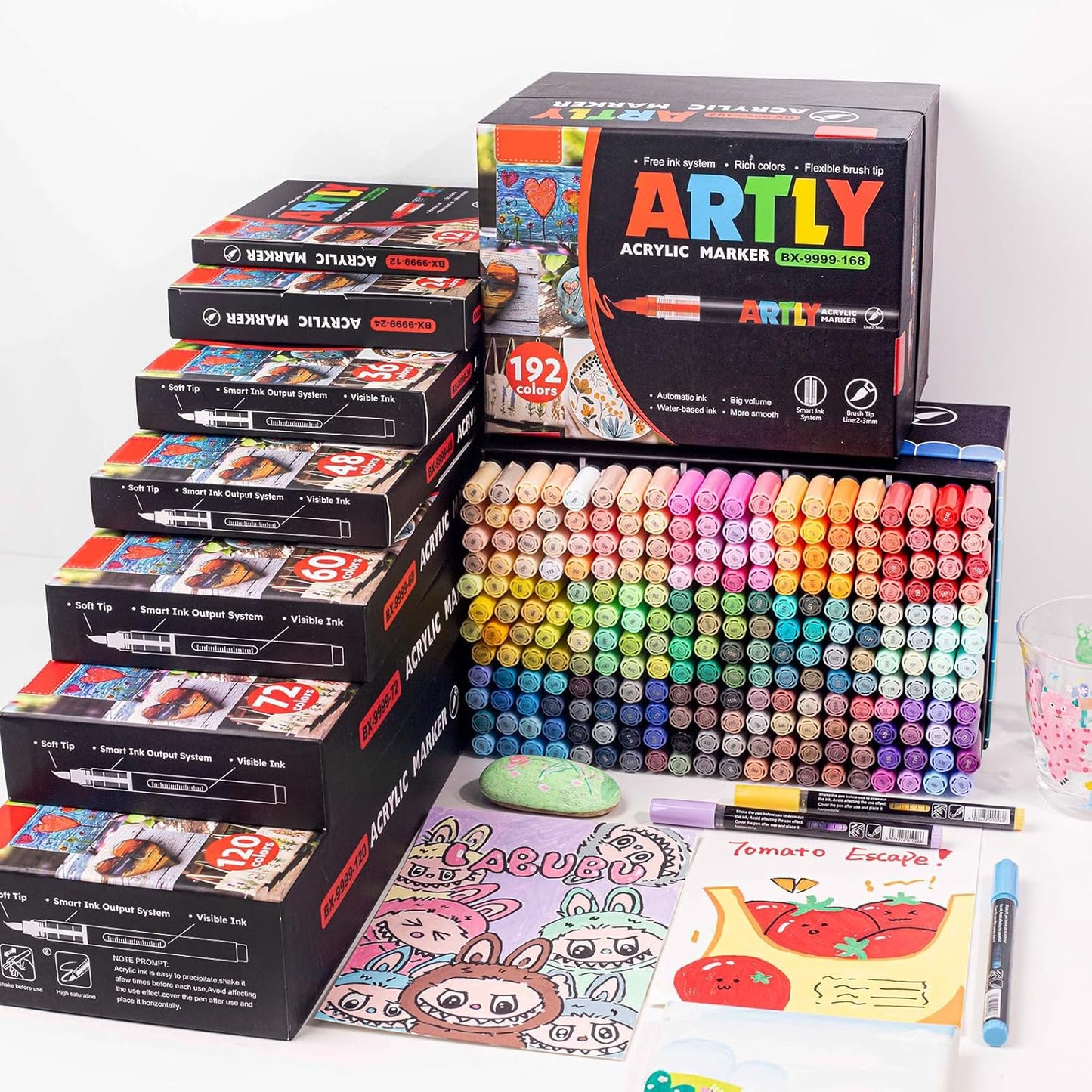 Acrylic Paint Markers, Acrylic Paint Pens, Fabric Markers for Textile, Rock, Glass, Wood, Paper, Ceramic, Canvas DIY Art Supplies Kit for Kids and Adults (120)