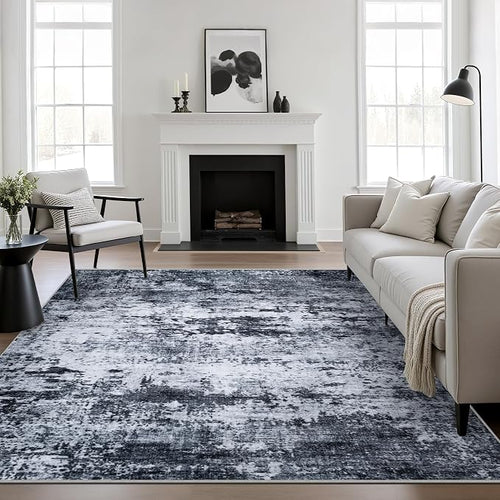 4x4 Area Rug Living Room Rug: Washable Modern Abstract Soft Thin Rug Indoor by FXRHLP