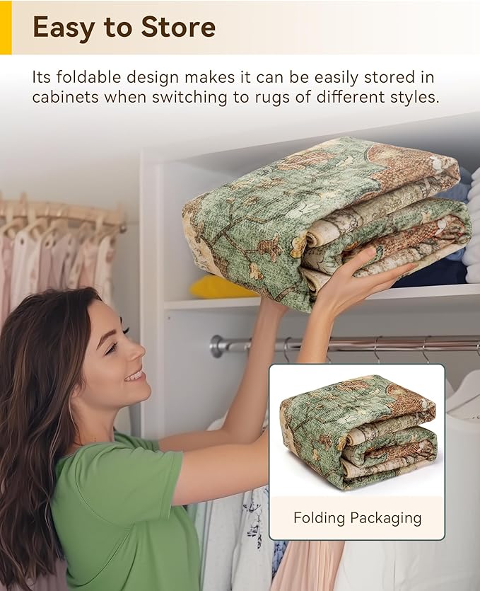 RELEANY Area Rugs 7'x10' Washable Non-Slip, Floral Vintage Distress Print - Image 5