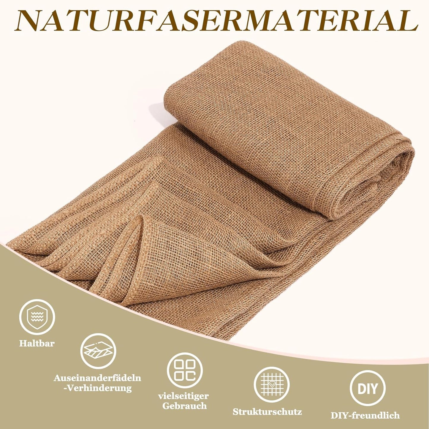 60" x60 Feet Premium Natural Burlap Fabric Roll – Multipurpose for Gardening, Weddings, Crafts & Holiday Decor – Wedding Aisle Runner, Halloween/Christmas Burlap, Weed Barrier & More