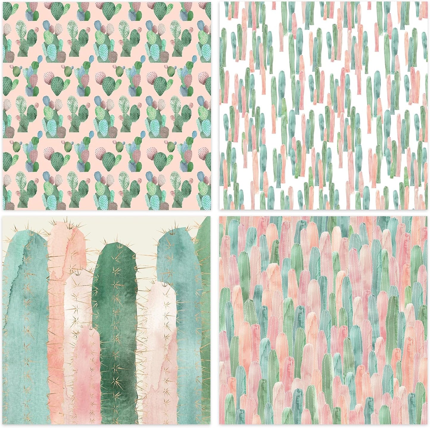 48 Sheets 24 Designs Scrapbook Paper Pad, 6"×6" Single-Sided Decopodge Craft Cardstock Paper,Scrapbooking DIY Decorative Background Cardmaking Supplies.Cactus&Cartoon