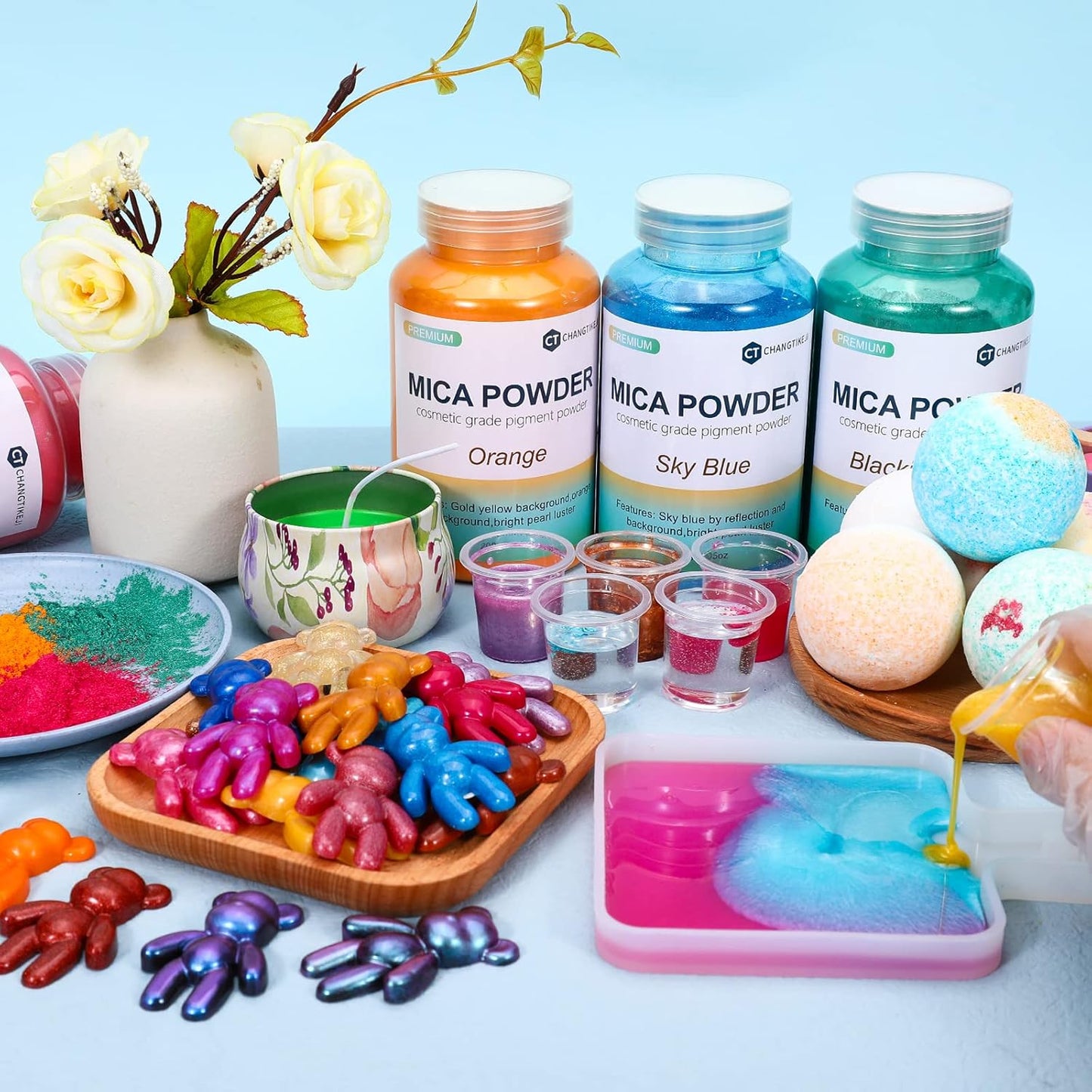 Mica Powder,7.05OZ（200g）,Sparkling White Mica Powder Pigment for Epoxy Resin，Lip Gloss，Car Paint，Dye，Soap Making，Nail Polish,Epoxy Resin,Candle Making,Bath Bombs