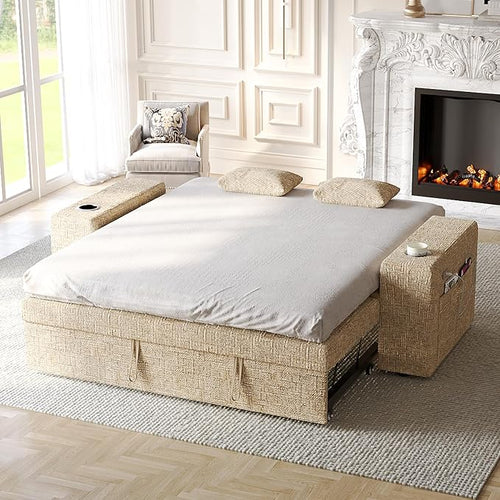 63 Inch Sleeper Sofa Bed, 3 in 1 Pull Out Couch Bed - Image 2