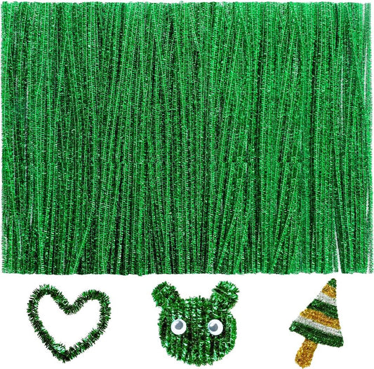 200pcs Pipe Cleaners, Pipe Cleaners for Crafts, Craft Supplies Chenille Stems for Art&Craft Christmas DIY Projects(12inch*6mm,Green Glitter)
