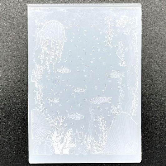 NZJ 3D Texured Sea Fish Jellyfish Plastic Embossing Folders for Card Making Scrapbooking and Other Paper Crafts