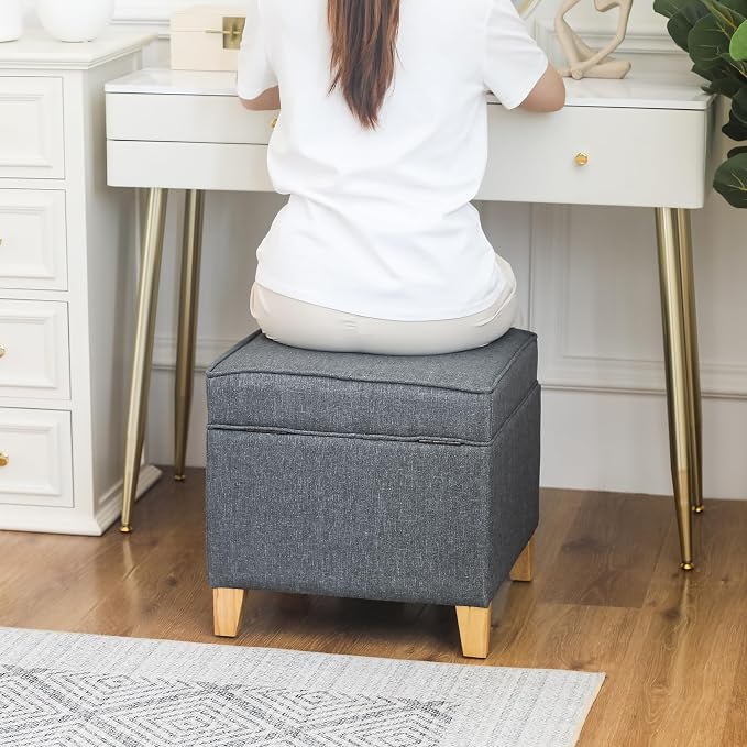 Adeco 17.5" Square Fabric Ottoman - Image 4