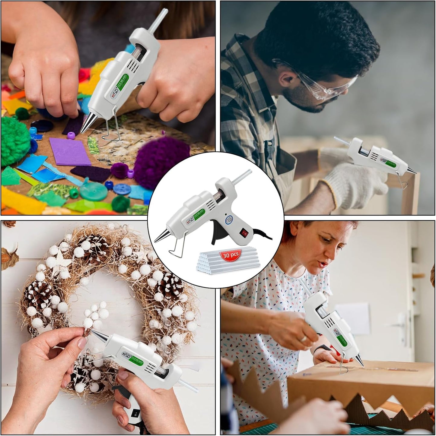 Hot Glue Gun Kit with 30 Glue Sticks, Fast Preheating Hot Melt, High Temp for School Crafts DIY Arts and Quick Home Repairs (20w)