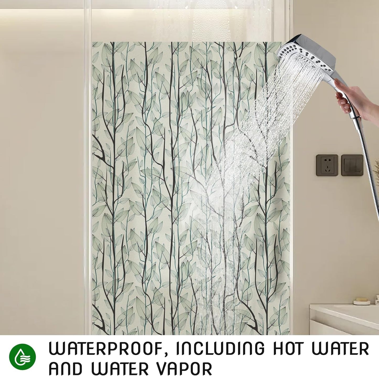 DKTIE Window Film Privacy with Installation Tools, Decorative Stained Glass Window Clings for Home, Static Cling Window Sticker for Front Door, Bathroom, Glass Door (Dark Green, 35.4'' x 78.7'')